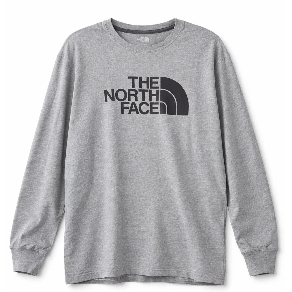 The North Face Mens Long‎ Sleeve Graphic Logo T-Shirt Heather Grey Large Classic